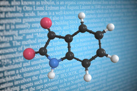 Isatin scientific molecular model, 3D renderingの写真素材