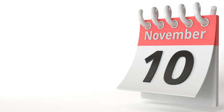 November 10 date on a tear-off calendar, 3d renderingの写真素材