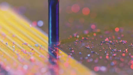 CNC machining of metal, macro shot