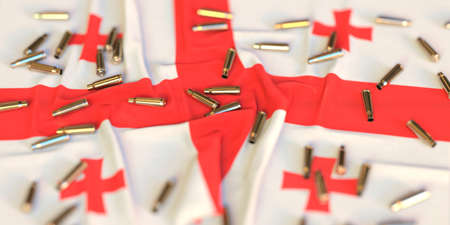 Bullet shells on the flag of Georgia. War or crime related 3D renderingの写真素材