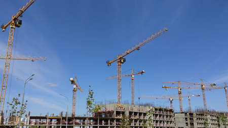 MOSCOW, RUSSIA - MAY 25, 2022. Luchi residential complex construction site