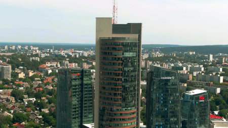 VILNIUS, LITHUANIA - JUNE 29, 2022. Europa Business Centre, aerial viewのeditorial素材