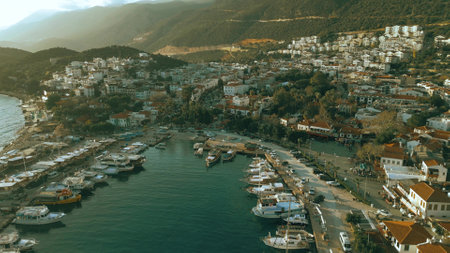 Aerial shot of harbor of Kas, Turkey