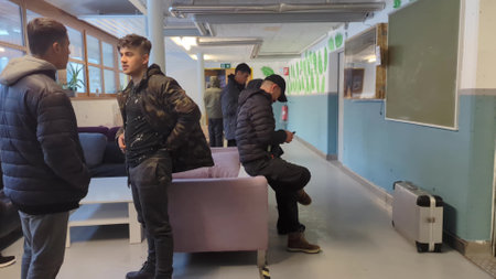 GLAUBENBERG, SWITZERLAND - JANUARY 15, 2023. Swiss SEM or State Secretariat for Migration centre hallwayのeditorial素材