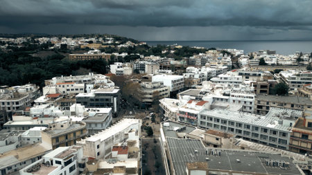 RHODES, GREECE - JANUARY 13, 2023. Aerial view of the city of Rhodes on a stormy winter dayのeditorial素材