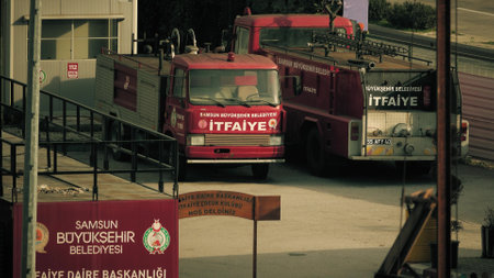 SAMSUN, TURKEY - NOVEMBER 17, 2022. Turkish firefighters ot itfaiye in Samsunのeditorial素材