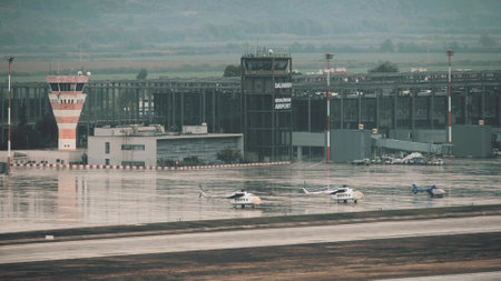 DALAMAN, TURKEY - NOVEMBER 23, 2022. Dalaman international airport terminal on a low season rainy dayのeditorial素材
