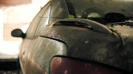 Unknown abandoned very old dirty carの写真素材