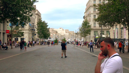MARSEILLE, FRANCE - AUGUST 9, 2023. La Canebiere street in city centreのeditorial素材
