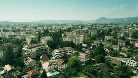 Aerial view of a residential area in Annecy, Franceの写真素材