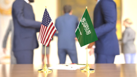 United States - Saudi Arabia energy and security meeting, 3D renderingの写真素材