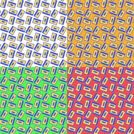 Seamless Pattern with retro audio cassettes. Repeating vector print. Stylish background.  Vector illustration audio tapesのイラスト素材
