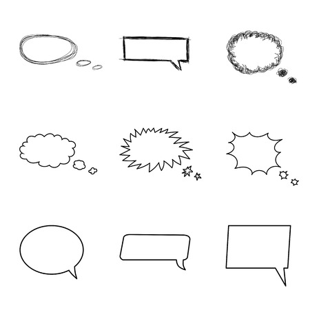 Talking bubble set. Comic style speech bubbles collection. Funny design vector items illustration. Talk and Think.のイラスト素材