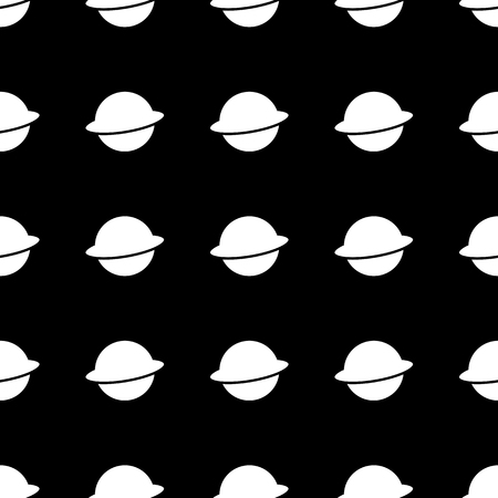 Geometry seamless pattern with Saturn. Black and white spase seamless pattern.のイラスト素材