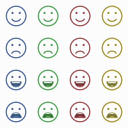 Set of Emoticons. Set of Emoji. Set of Avatar.Flat style illustrations - stock vectorのイラスト素材