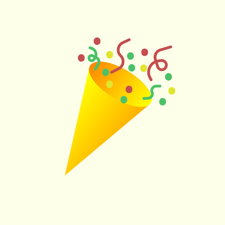Icon slapstick for holiday season. Packets with confetti bunch.Slapstick for holidays and birthday party.のイラスト素材
