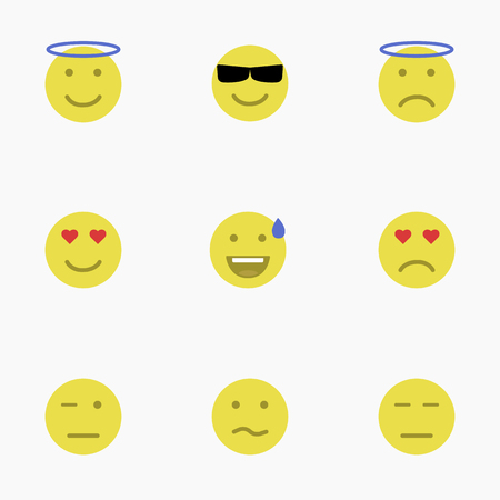 Set of Emoticons. Set of Emoji. Set of Avatar.Flat style illustrationsのイラスト素材