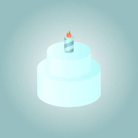 Birthday cake with burning candles isolated on blue backgroundのイラスト素材