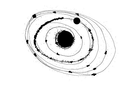 Abstract solar system on white background whit black dots.の写真素材