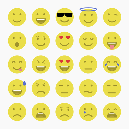 Set of Emoticons. Set of Emoji. Set of Avatar.Flat style illustrationsのイラスト素材