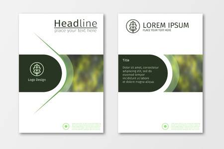 Green annual report business brochure design template, Leaflet cover presentation abstract flat background, layout in A4 size for magazine, cover, poster designのイラスト素材
