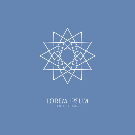 Luxury white Logotype. Logo in the shape of a flower. Simple geometric emblem for boutique. Vector sign.のイラスト素材