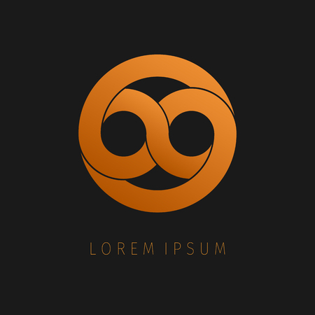 Orange infinity limitless icon. Logo template design eternity loop modern visual eight. Corporate branding identity. Vector illustration background.のイラスト素材