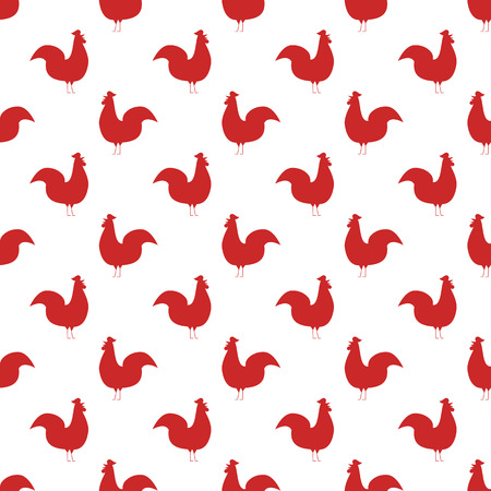 Seamless pattern background with roosters. Symbol of 2017 new year. Black and white rooster texture. Rooster silhouette icon. Seamless pattern with hand drawn cartoon roosters. Bird tiling background.のイラスト素材