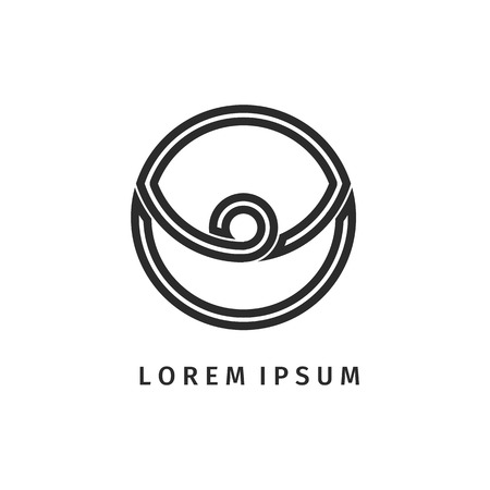 Icon outline design element. Business Abstract dark Circle logo. Corporate, Media, Technology styles design. Illustration background.のイラスト素材