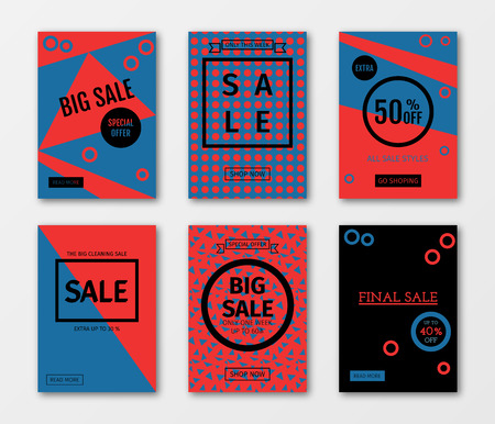 Set of sale templates with discount offer. Vector illustrations for social media banners, posters, email and newsletter designs, ads, promotional material, website and mobile website banners.のイラスト素材