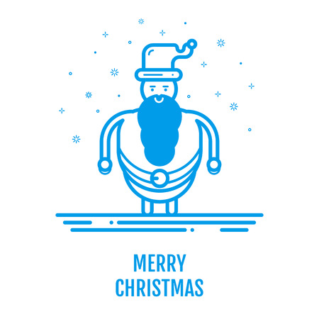 Merry Christmas icon concept with Santa Claus in outline style. New year 2017 design for banner web graphics page background invitation greeting card flyer poster template. Vector Illustration.のイラスト素材