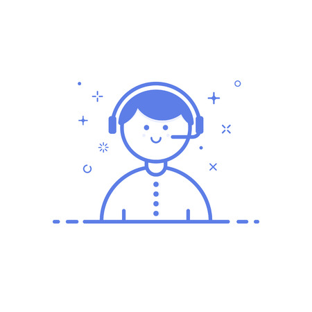 illustration of icon shopping concept support in line styleのイラスト素材