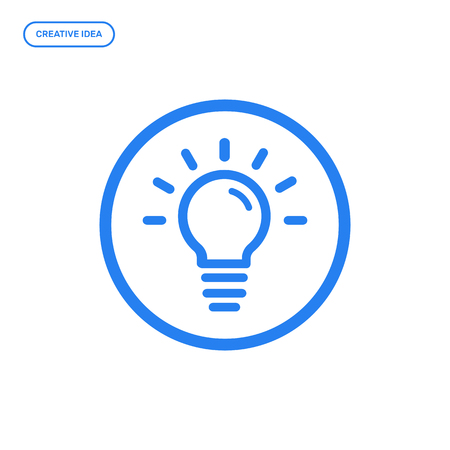 Vector illustration of flat Line bulb icon. Graphic design concept of creative idea storage. Use in Web Project and Applications. Blue outline isolated object.のイラスト素材