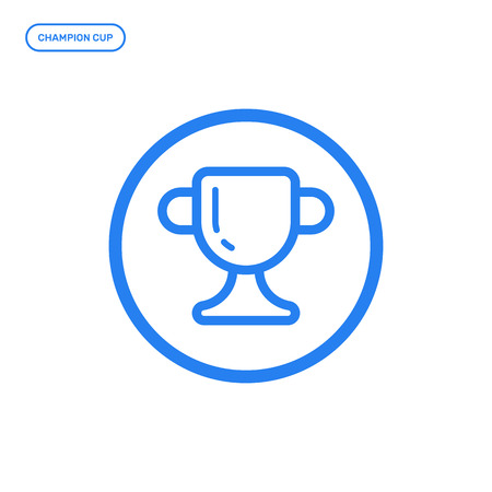 Vector illustration of flat Line icon. Graphic design concept of award cup. Use in Web Project and Applications. Blue outline isolated object.のイラスト素材