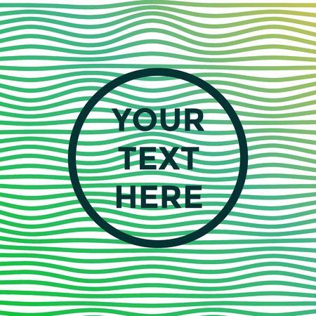 Vector illustration of light pattern or stripes background with wavy, curving distortion effect. Bending, warped blue and green gradient lines and place for text in circle.のイラスト素材