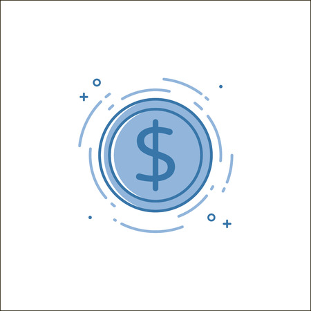Vector illustration of flat bold line coin icon. Graphic design concept of internet earn.のイラスト素材