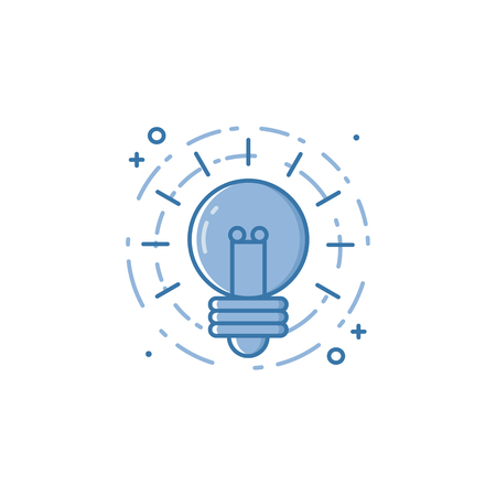 Vector business illustration of light bulb in flat linear style.のイラスト素材