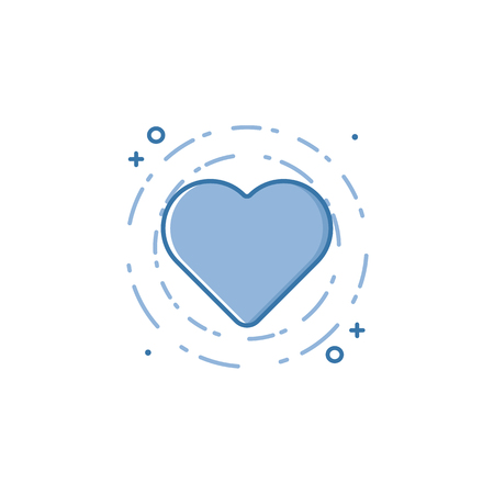 Vector business illustration of blue colors heart icon in linear style.の写真素材