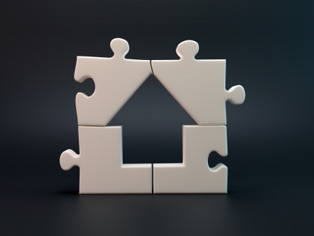 House jigsaw puzzle build of four piecesの写真素材