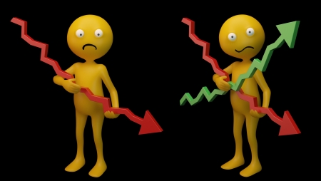 Smiley characters holding 3d graphsの写真素材