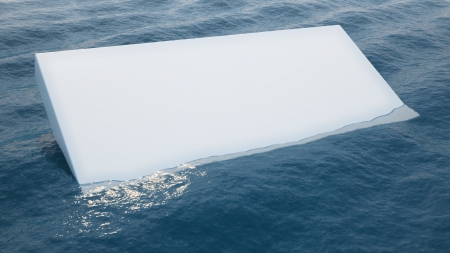 An empty white block floating in water