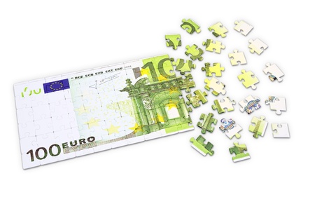 100 Euro puzzle - finances conceptの写真素材