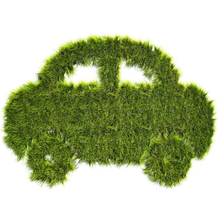 Car shaped grass patch - ecological transport conceptの写真素材