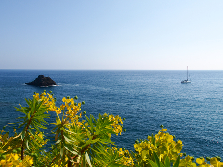 Monterosso al Mare, Italy  View of the sea promenadeの写真素材