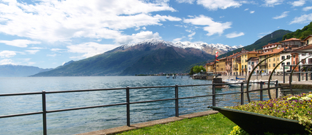Domaso, Lake of Como, Italy: Panorama of Lake of Como seen from the waterfront of Domasoのeditorial素材