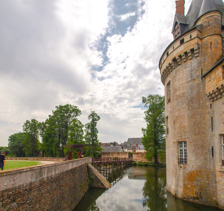 Sully-s-Loire, France - June 7, 2014:Chateau Sully-s-Loire. View of the Castle from different angles.のeditorial素材