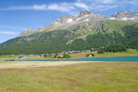Maloja, Switzerland - Juli 18, 2014: View of the Lake of Maloja