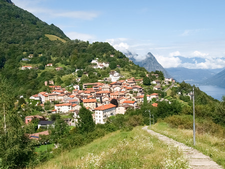 Village of Bre, Lugano, Switzerlandの写真素材