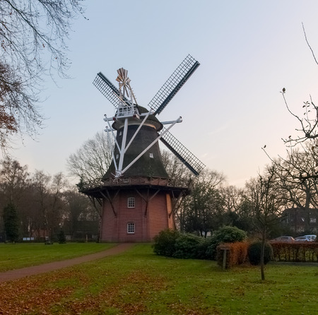 Bad Zwischenahn, Germany - December 5, 2014: Windmill in the open-air museum of the old peasant homesのeditorial素材