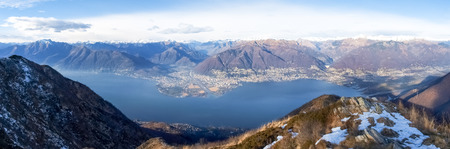Gambarogno, Switzerland: Trail of Mount Gambarogno and views of the mountains and Lake Maggioreの写真素材